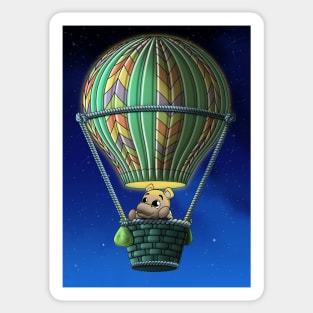 Hippo and Hot Air Balloon Sticker
